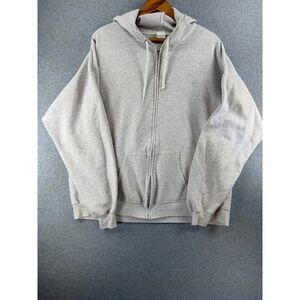 Hanes EcoSmart Men’s 2XL Gray Full Zip Fleece Hoodie Sweatshirt 3774